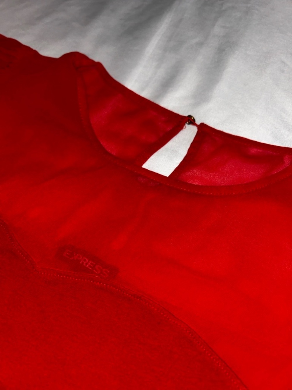 Express Red Pleated Flutter Sleeve Tank - Picture 4 of 6